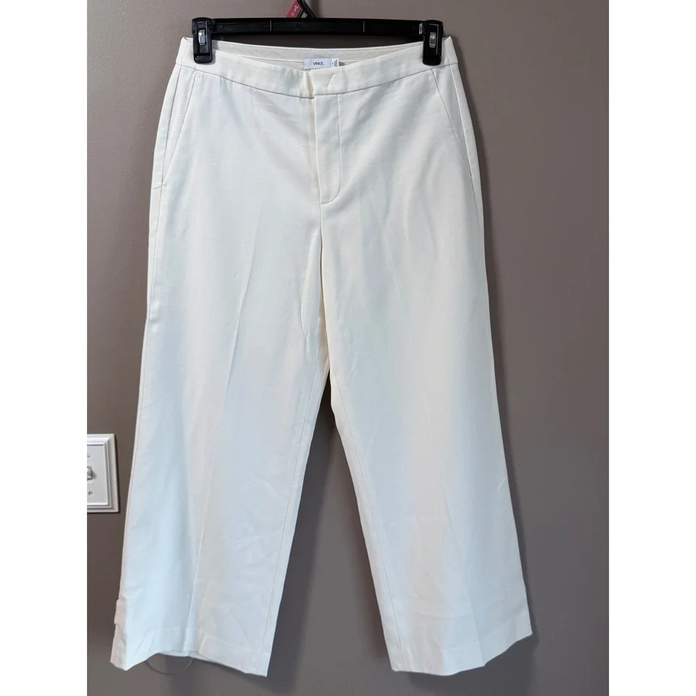 Vince Cream Tailored Culotte Pants Button Hem V3258-21124 Size 10